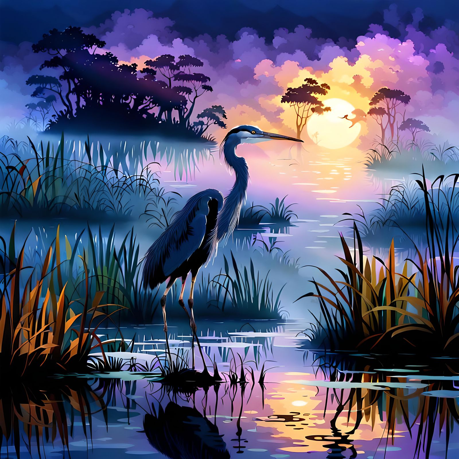 Dusk heron