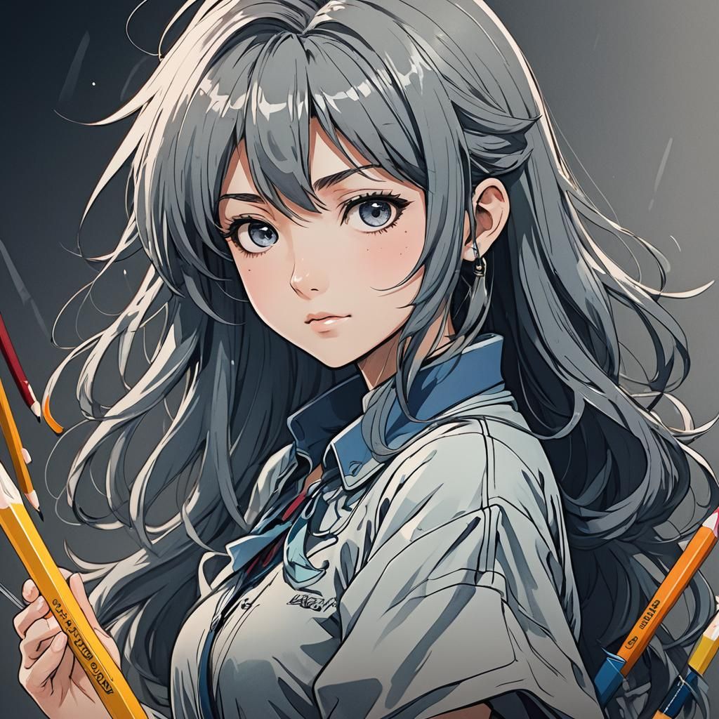 Anime Style Pencil Illustration with Cinematic Lighting