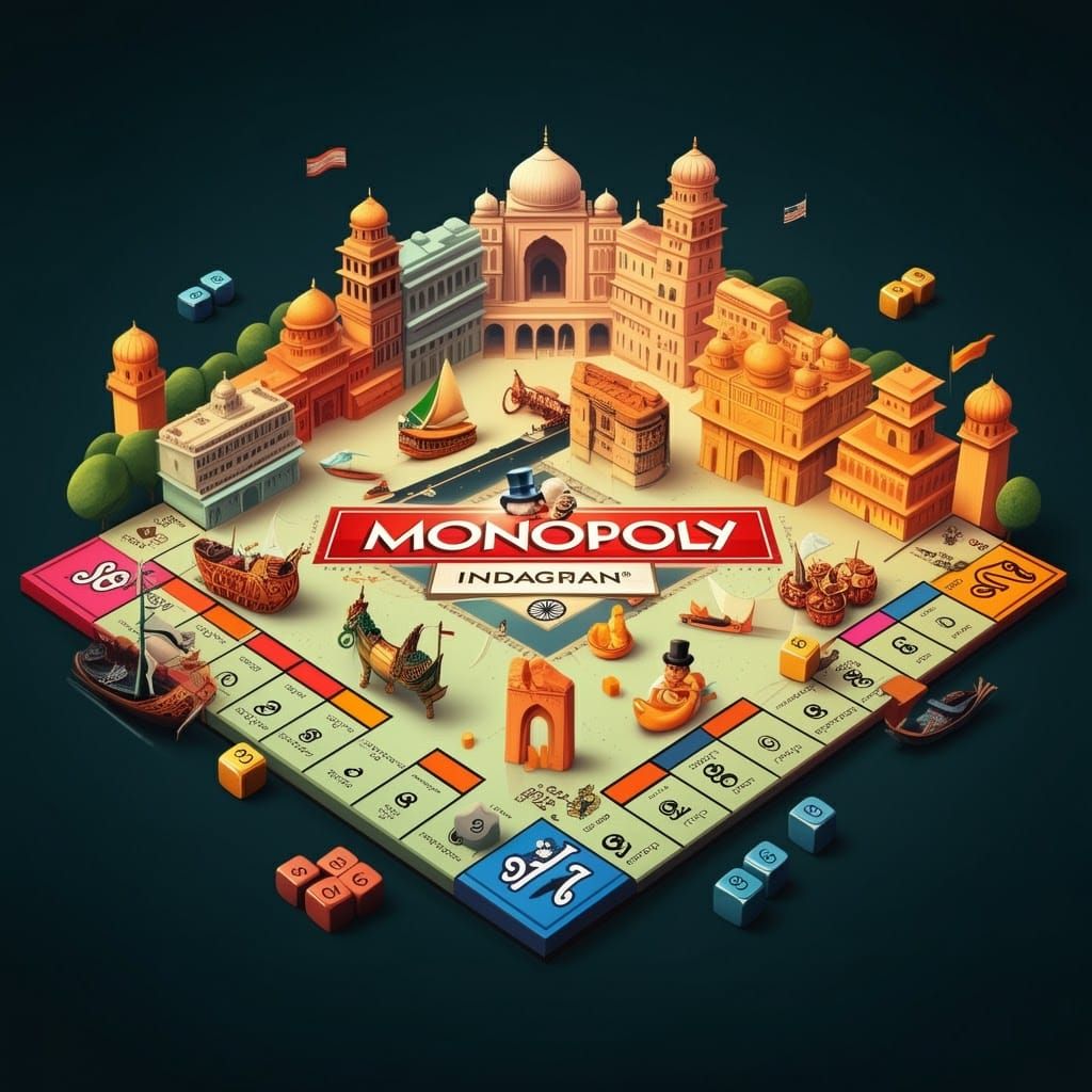 Indian Monopoly Game Board with City Names