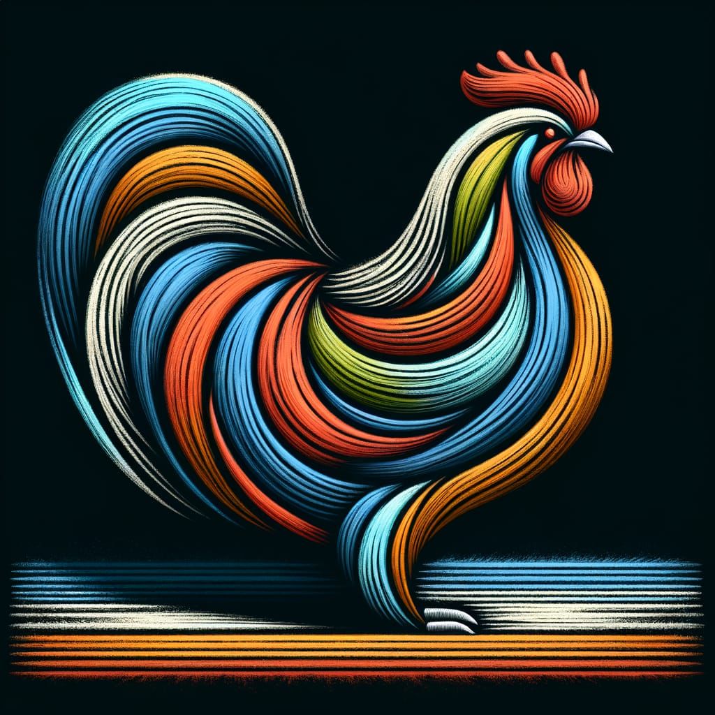 Abstract Chalk Art Chicken in Artistic Style