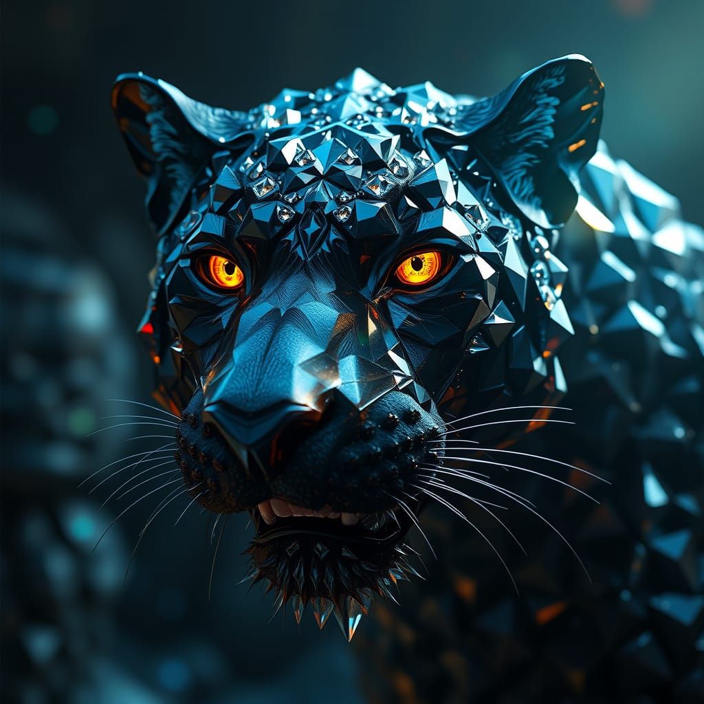Crystal Panther with Kaleidoscope Eyes