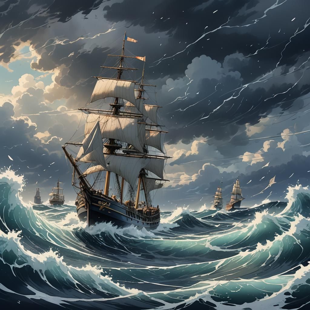 Anime Sea Blizzard Inspired by Ghibli and Shinkai