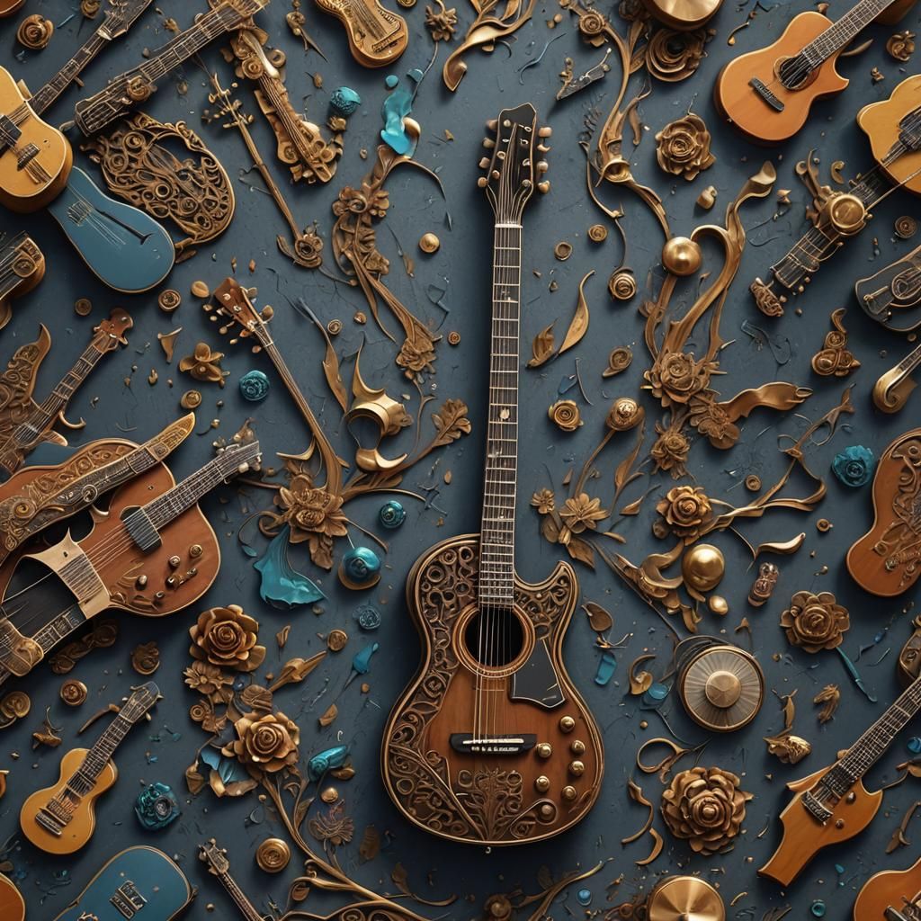 Fantastical Guitar in Detailed Matte Painting