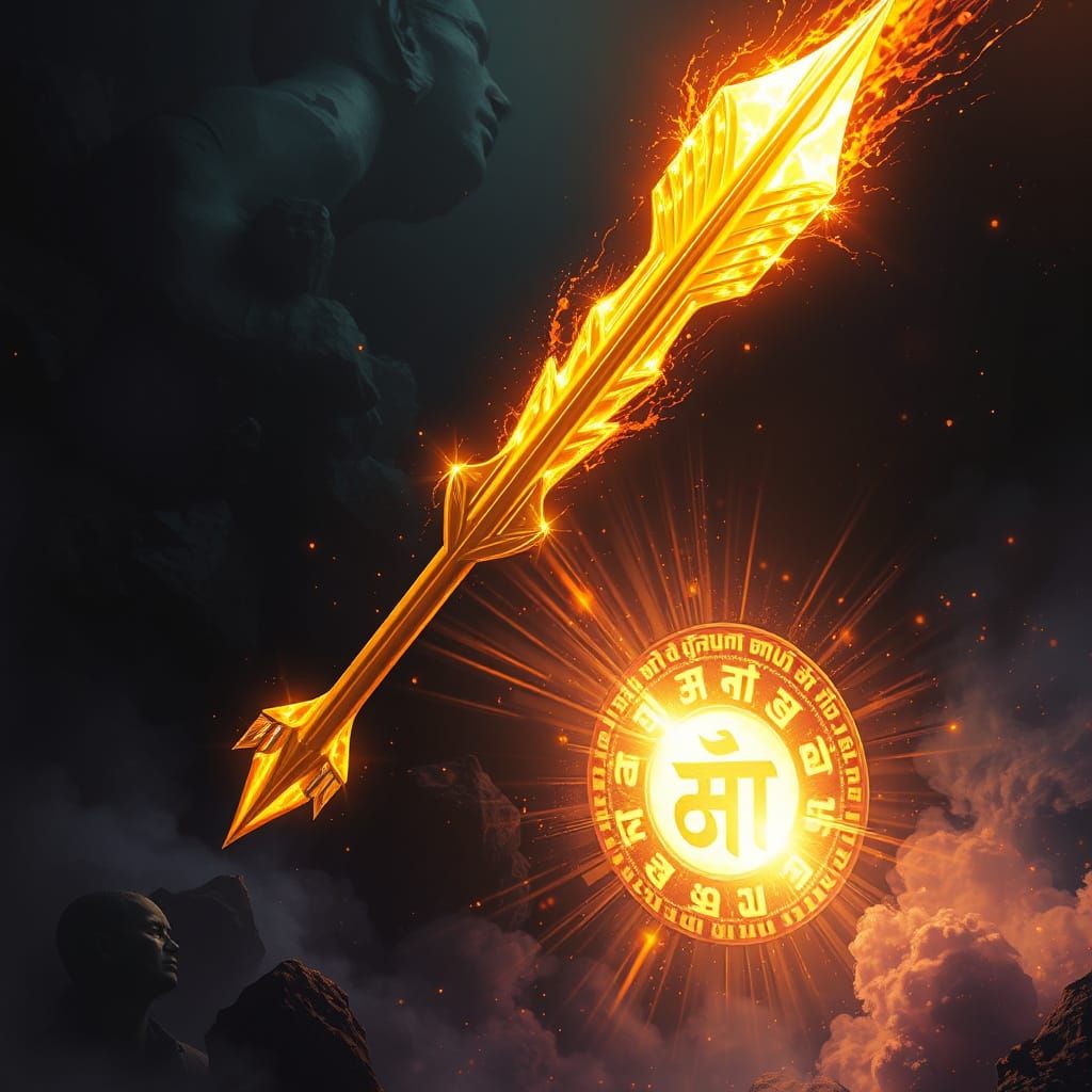 Golden Arrow Seals Dark Portal with Sanskrit Light