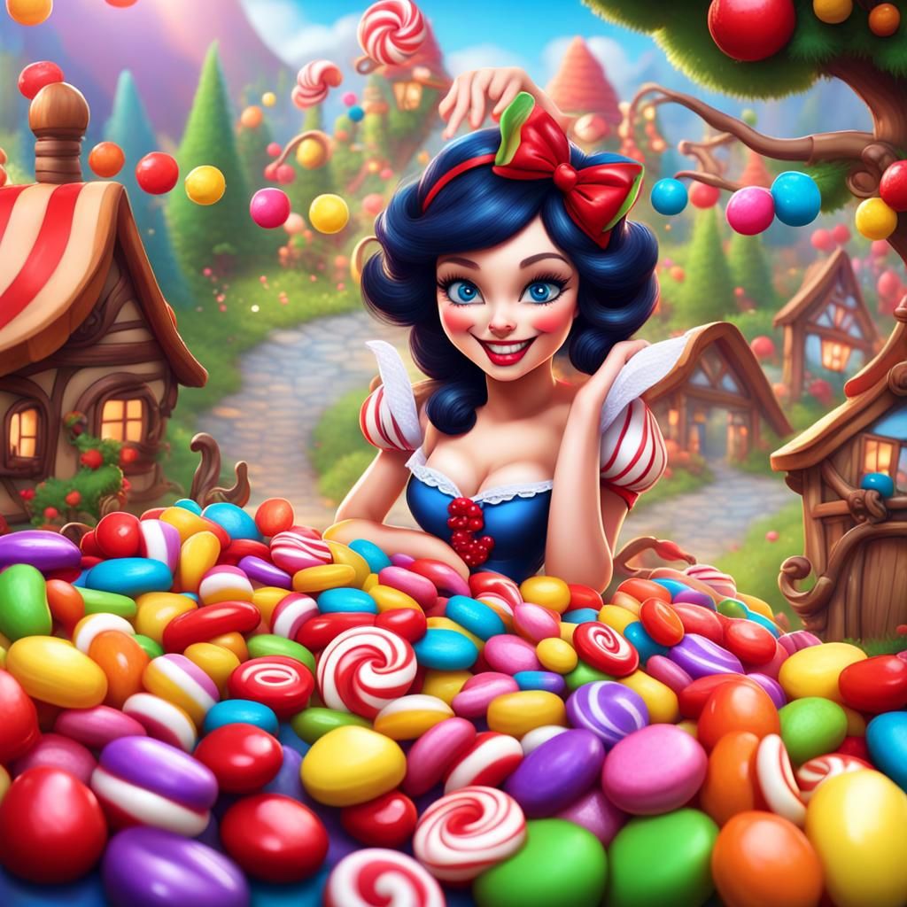 Scary Cute Snow White in Candy Art Style