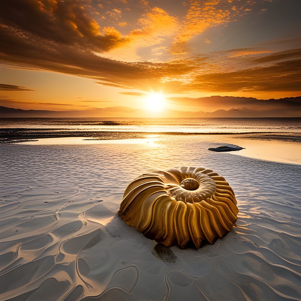 Golden Ammonite Fossil on Charmouth Beach