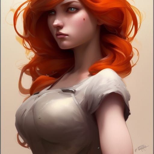 Orange-Haired Princess Portrait in Hyperdetailed Digital Art