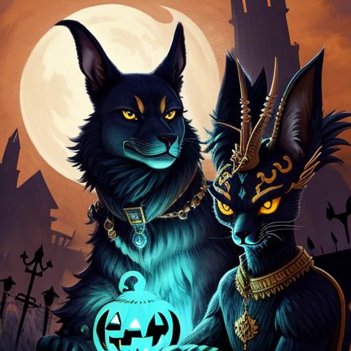 Anubis and Halloween Ghost