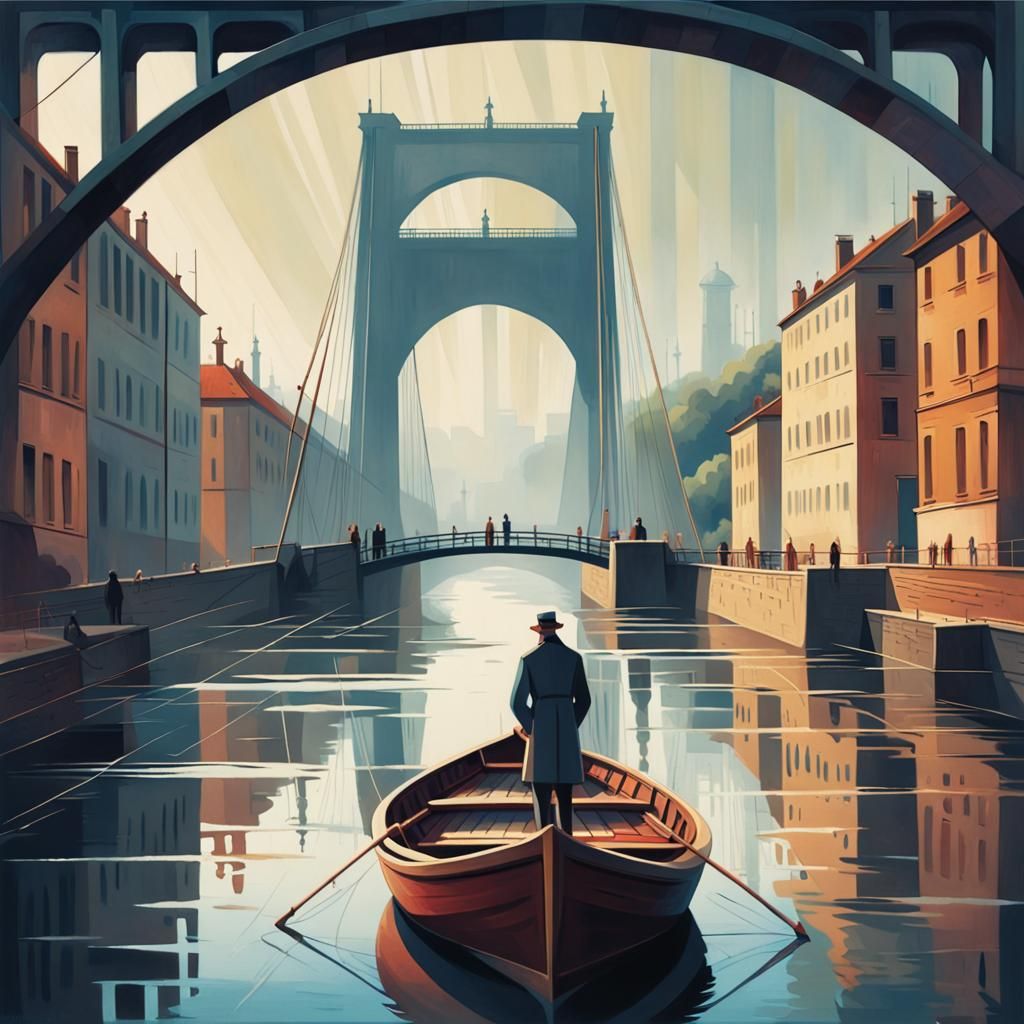 Dramatic Ferryman Portrait in Dark Academia Style