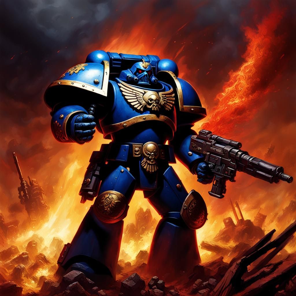 Night Lord Space Marine Fused with Gundam in Grimdark Style