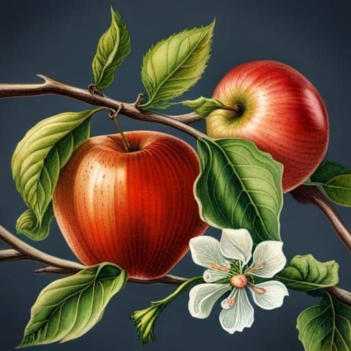 Vintage Botanical Apple Illustration in Watercolor