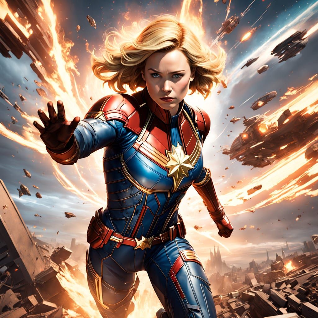 Cosmic Warrior Unleashes Stellar Fury in Starry Night Sky