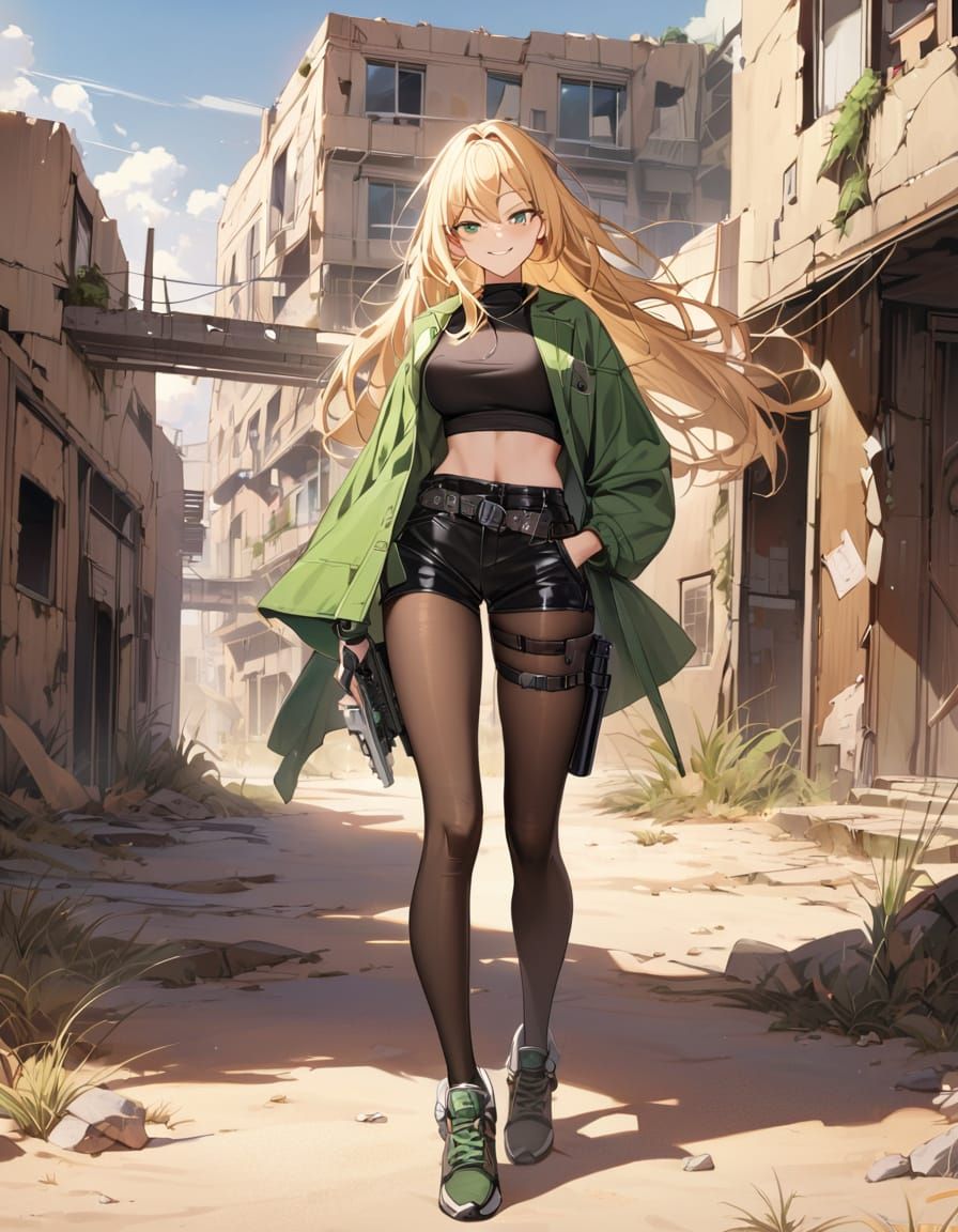 Cyberpunk Warrior Emerges from Desert Ruins