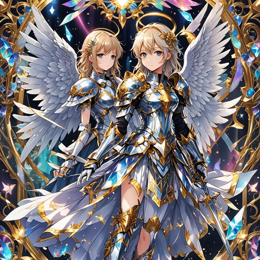 Anime Angel Knight with Prismatic Effect