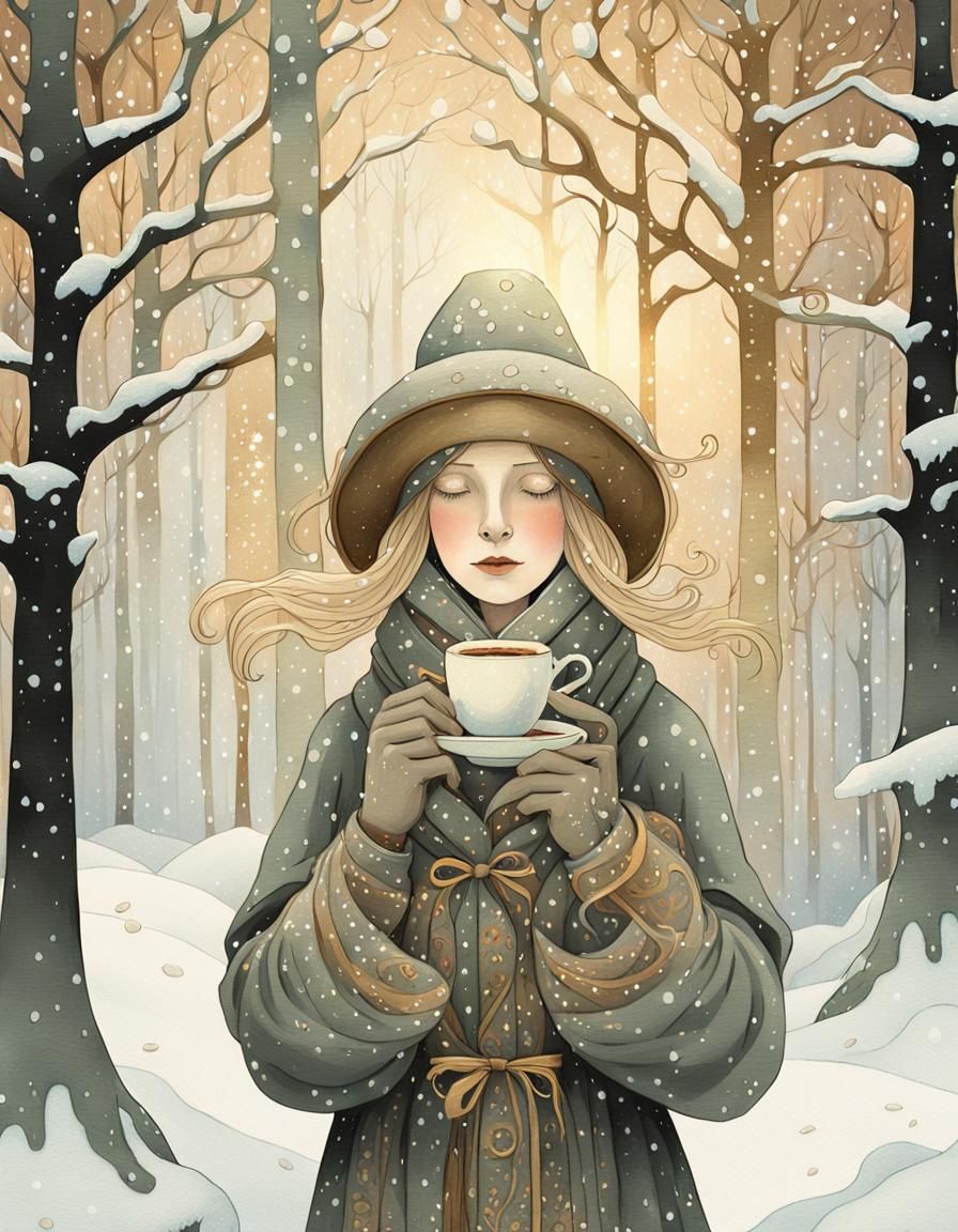 Whimsical Winter Scene in Soft Ethereal Light