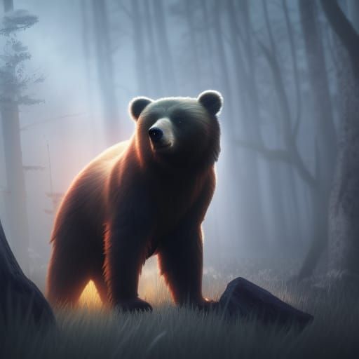 Spooky Nightmare Bear in 3D Cinematic Style