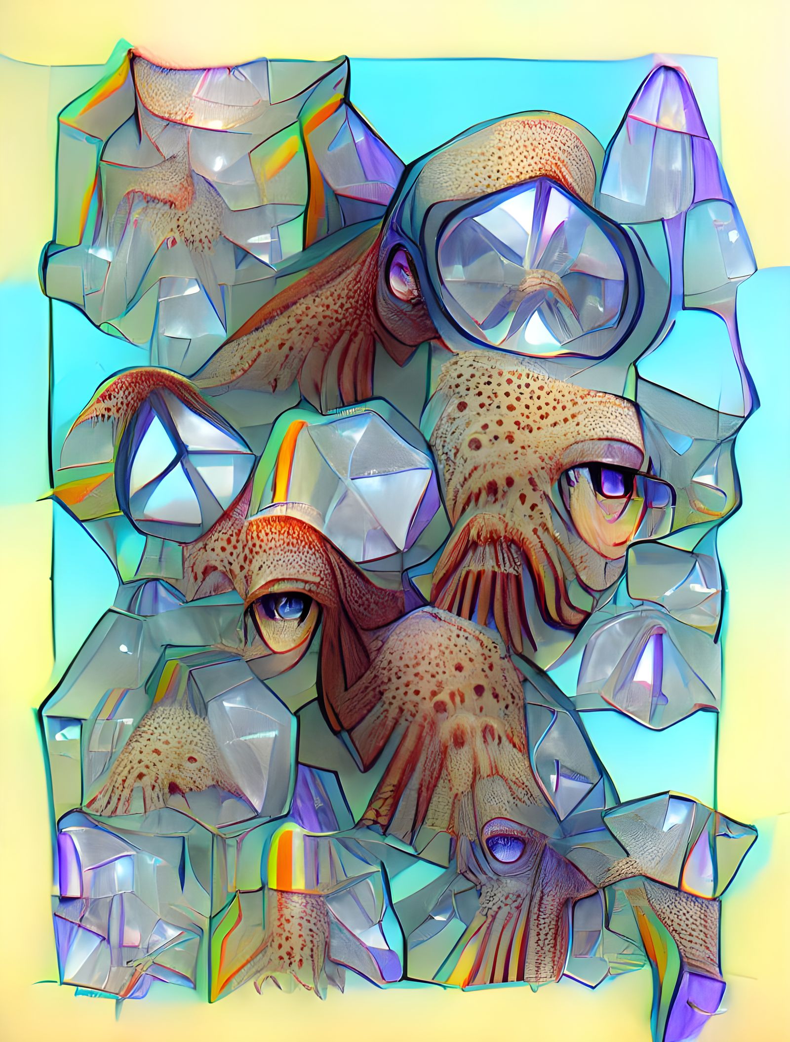 Glassy Squid Crystals in Moebius Style