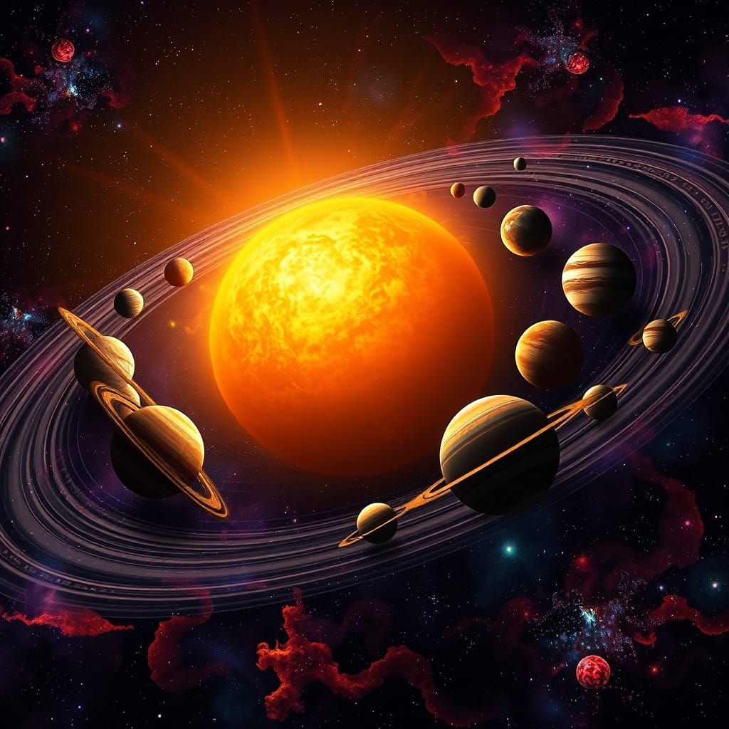 Cosmic Dance of Planets in Vibrant Night Sky