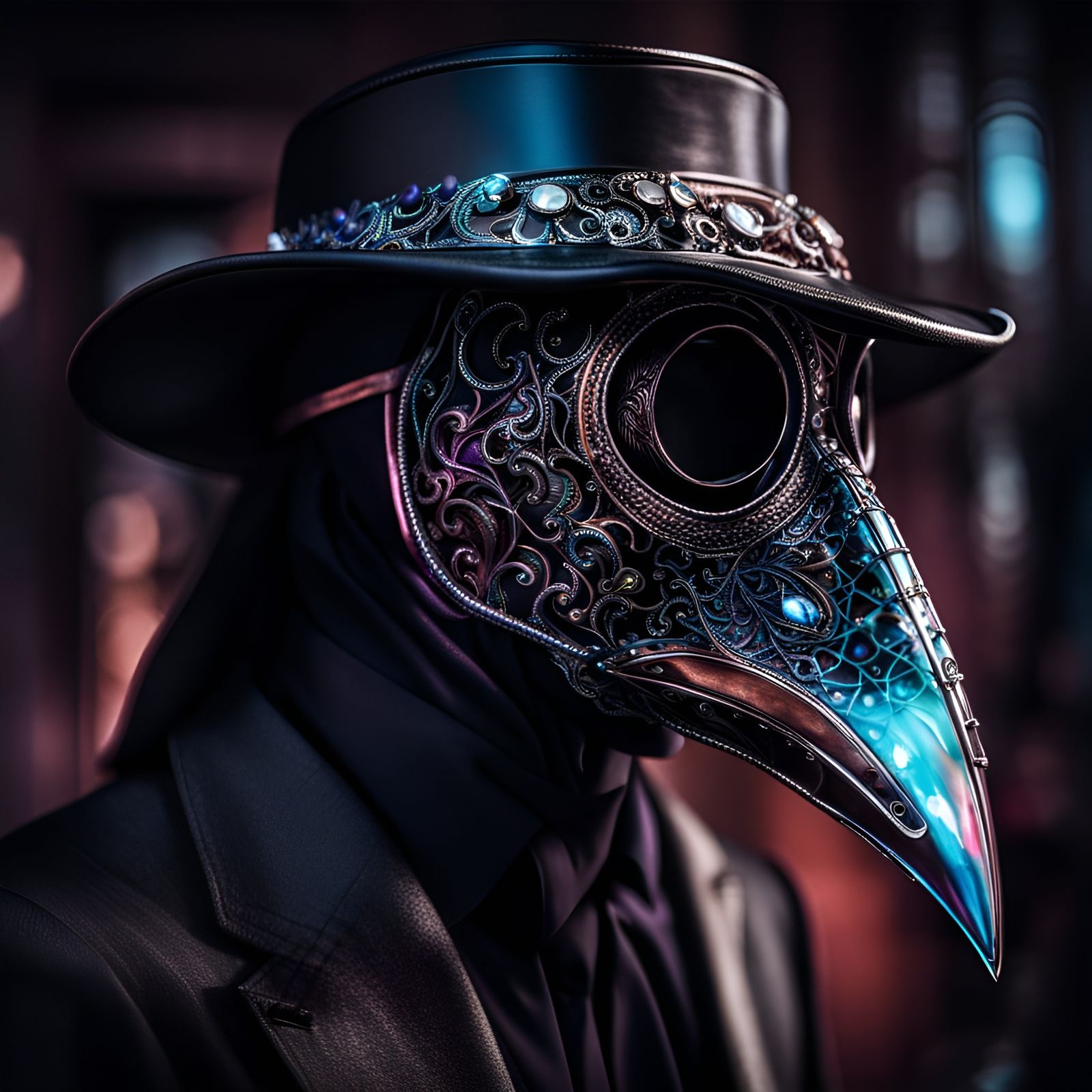 Iridescent Crystal Plague Doctor Mask in HDR