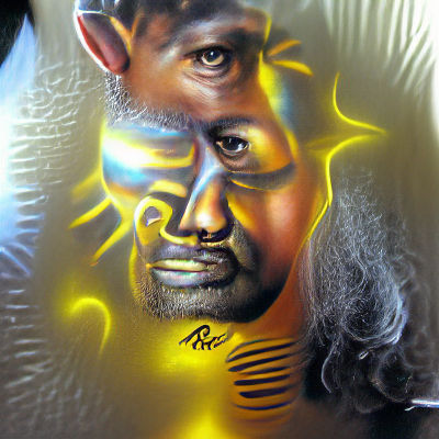 Dramatic Portrait of Ra in Airbrush Style