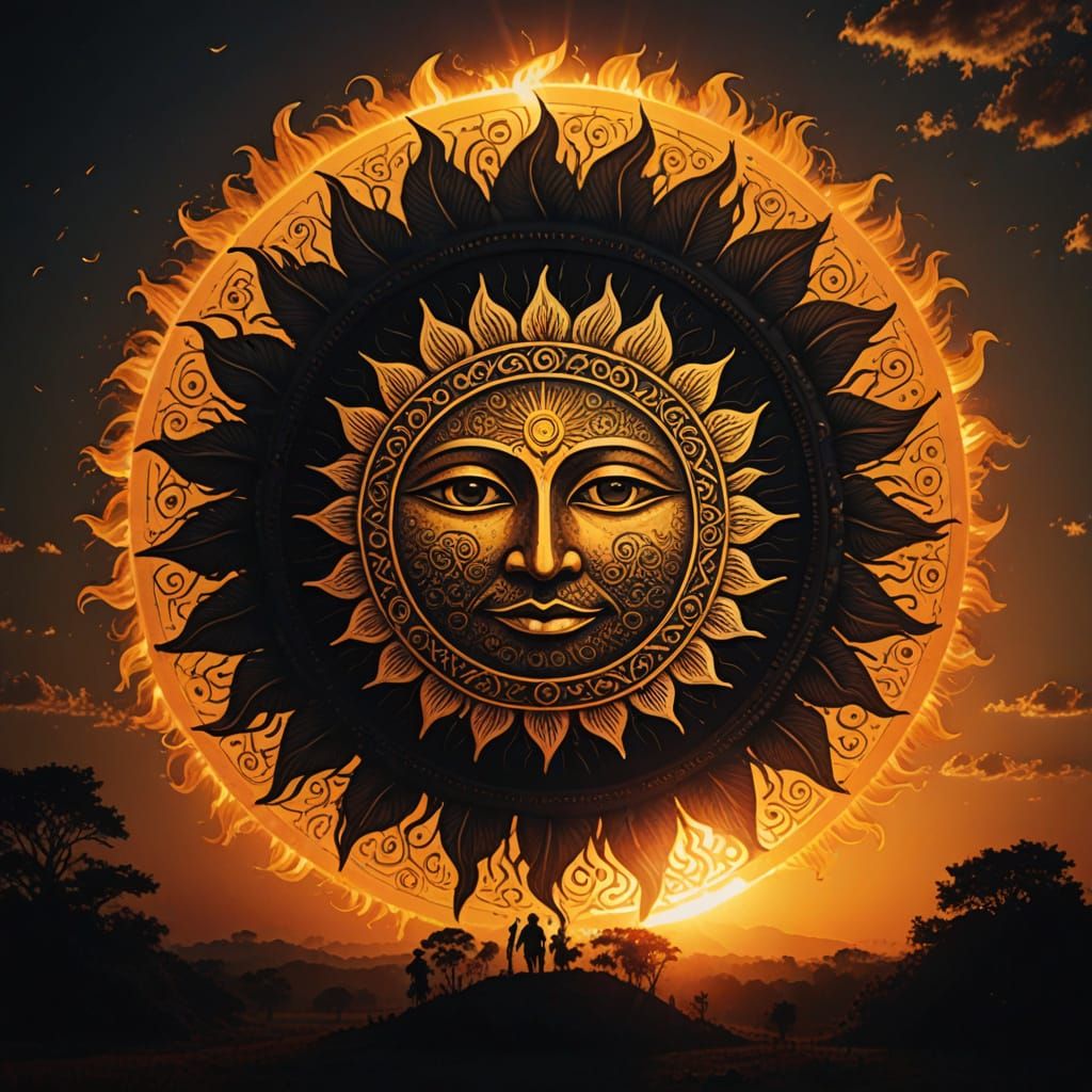 Radiant Sun Shining Brightly in Dark Sky