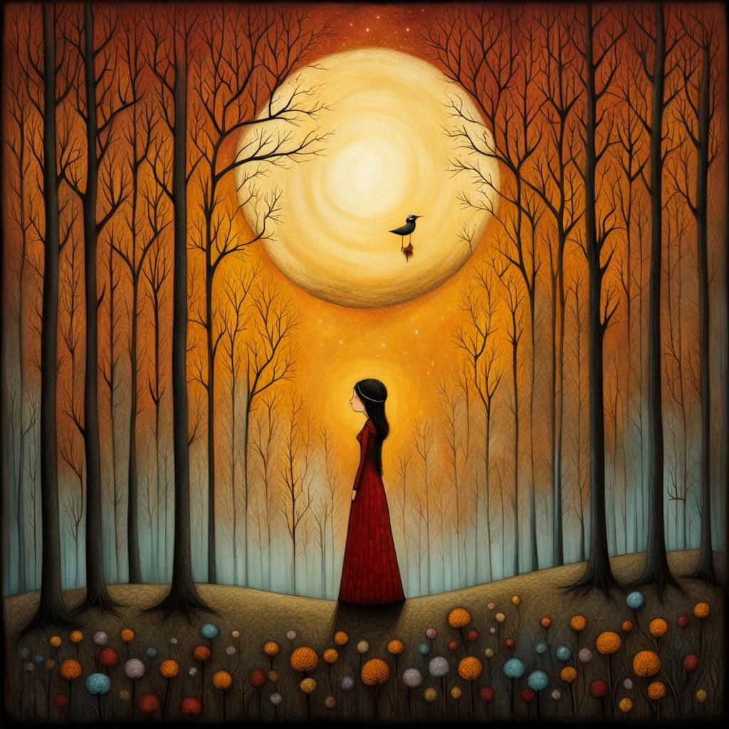 Cartoon Lady Portrait in Surreal Style