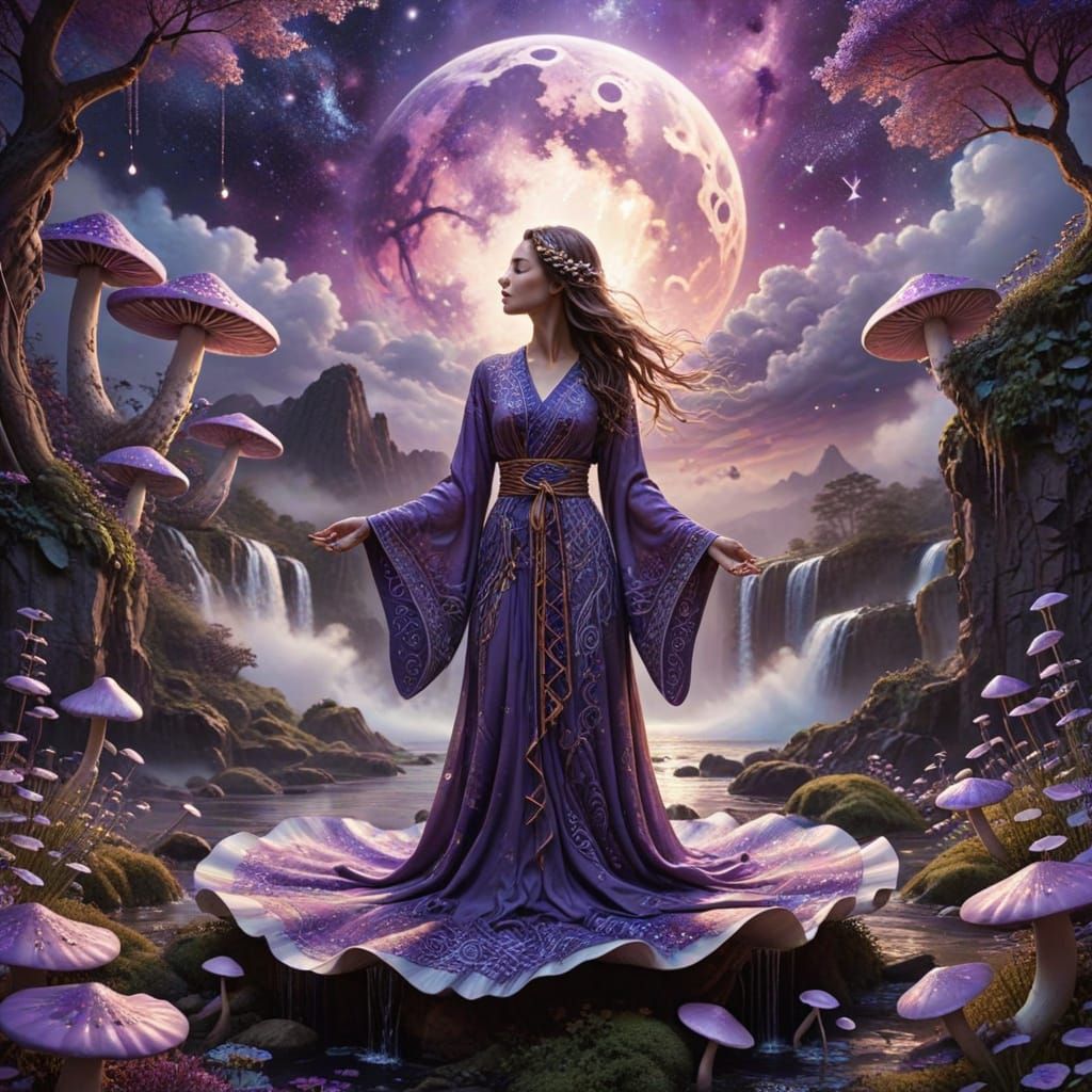 Ethereal Goddess in Dreamlike Landscape