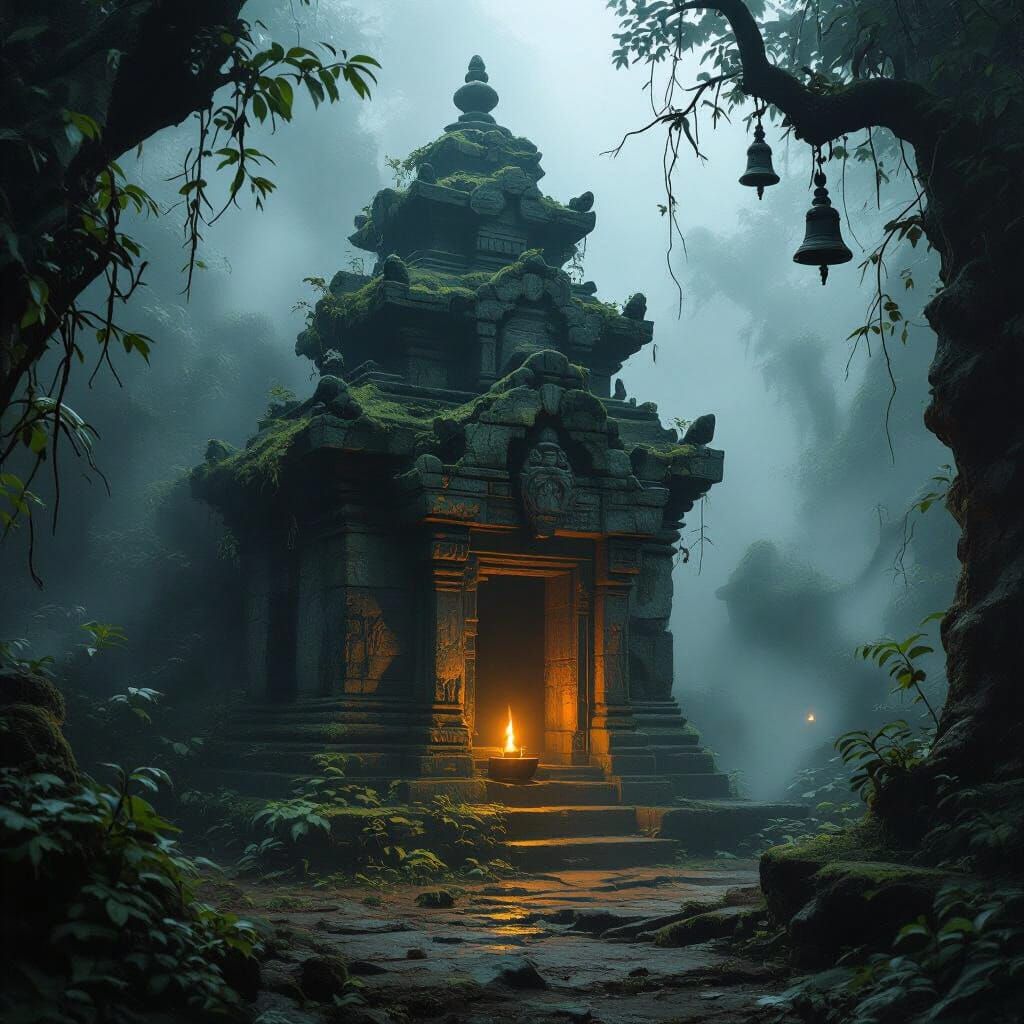 Ancient Jungle Temple in Ethereal Mist