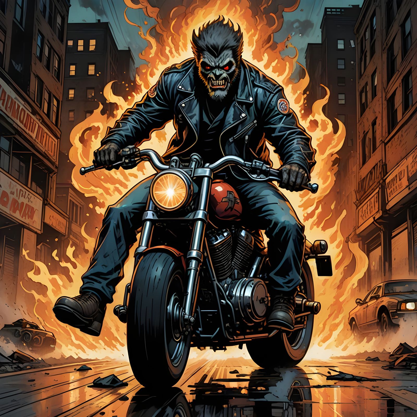 Wolfman in High-Octane Comic Book Style