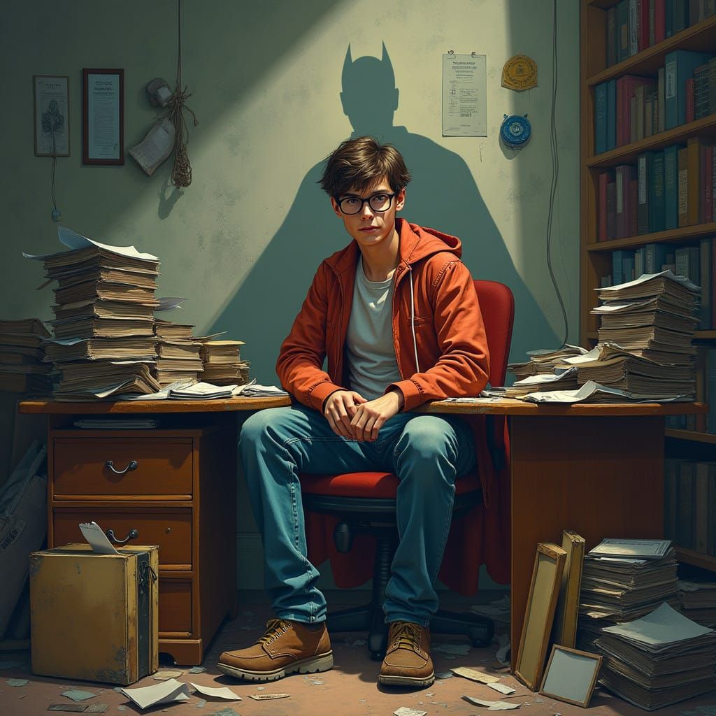 Nerd Transformed into Heroic Figure