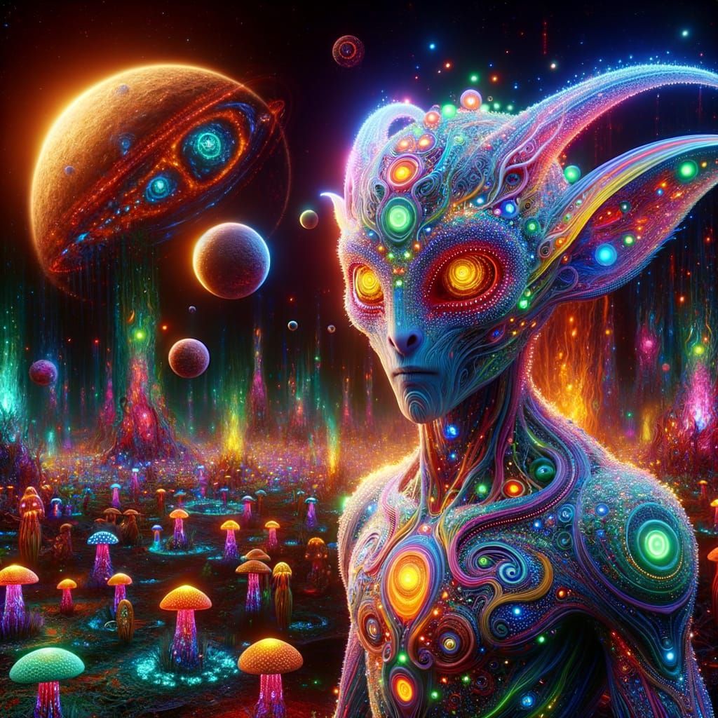 Cyborg Kirin in Alien Landscape