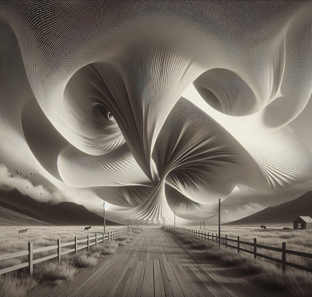 Achromatic Anamorphic Illusion Defying Time and Location