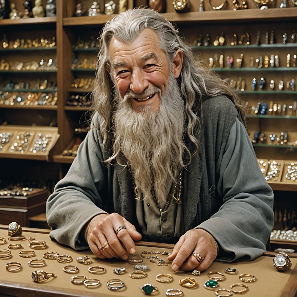 Gandalf Browsing Rings in a Pawn Shop