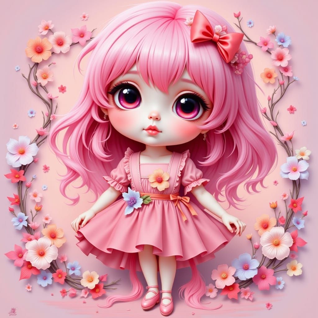 Stylized Pink Character Portrait