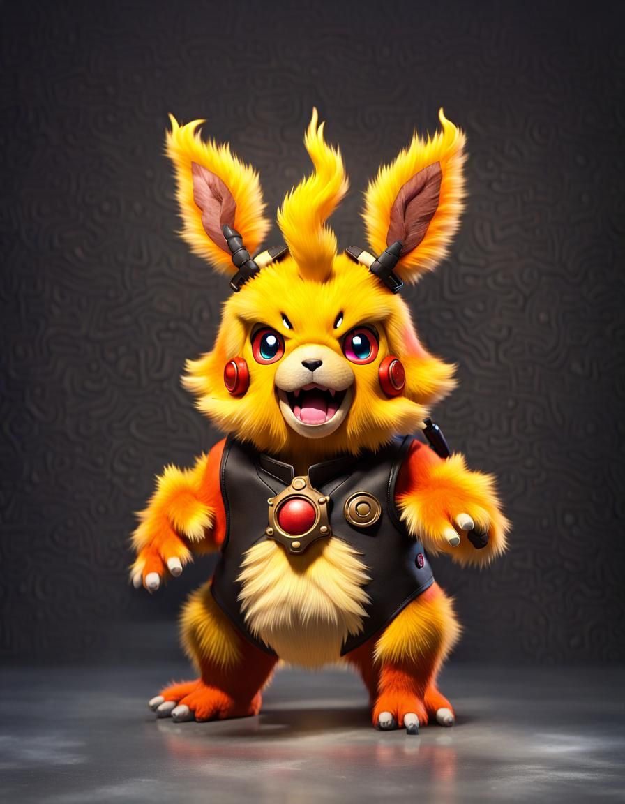 Photorealistic Flareon Electabuzz Hybrid Creature