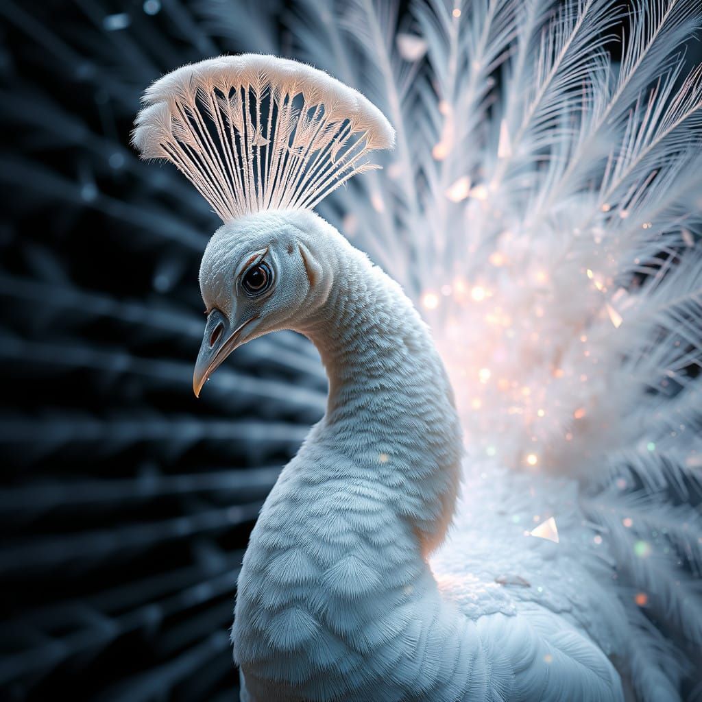 Iridescent Peacock with Divine Presence