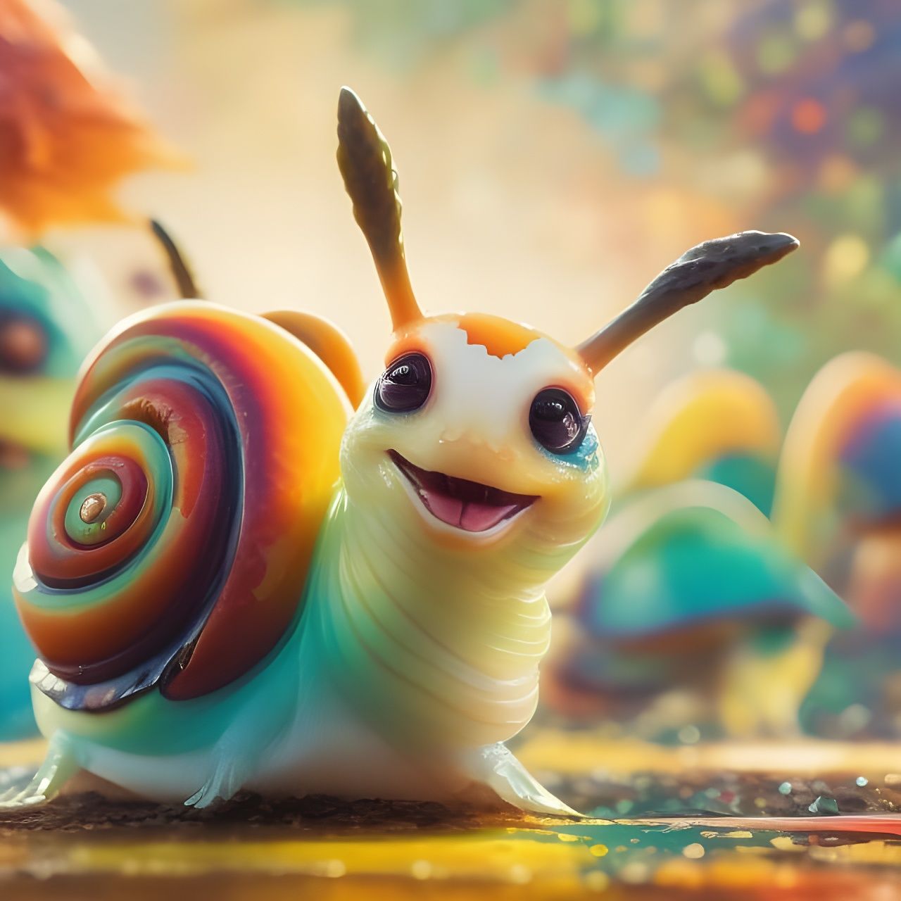 Colorful Chibi Snail in Ultra-Detailed Digital Art