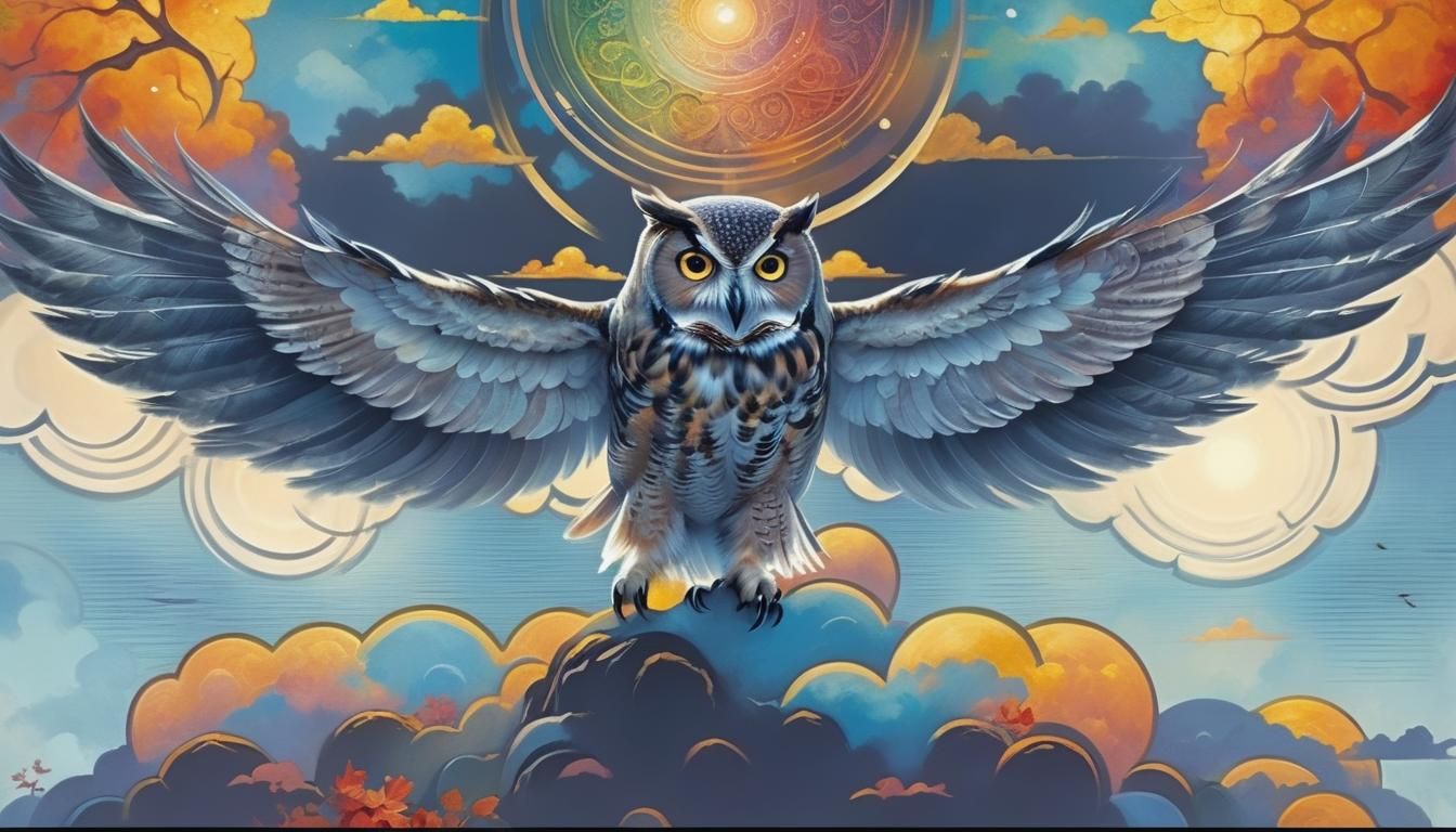 Majestic Owl in Ethereal Fantasy Landscape