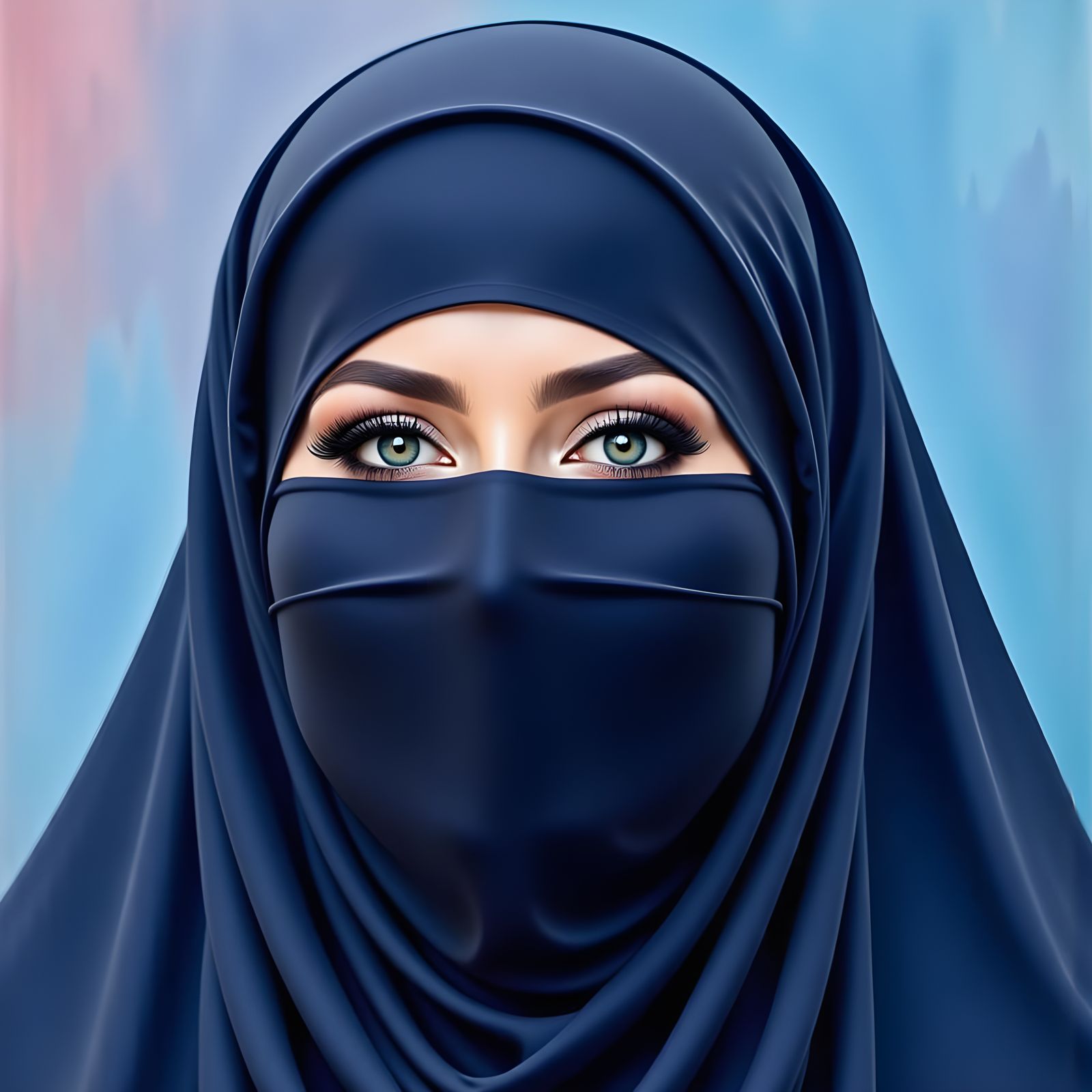 European Woman in Hijab and Niqab Portrait