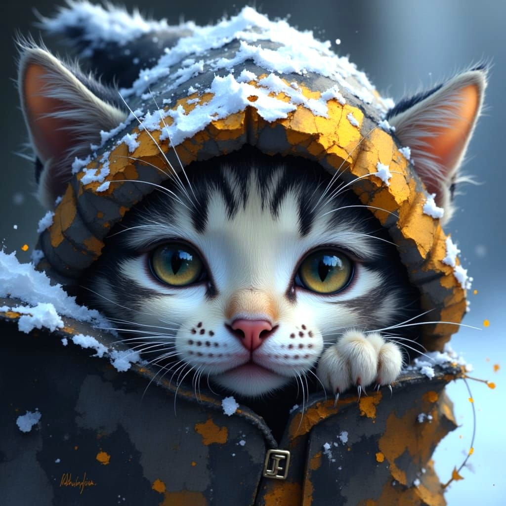 Adorable Fluffy Kitten in Winter Boot