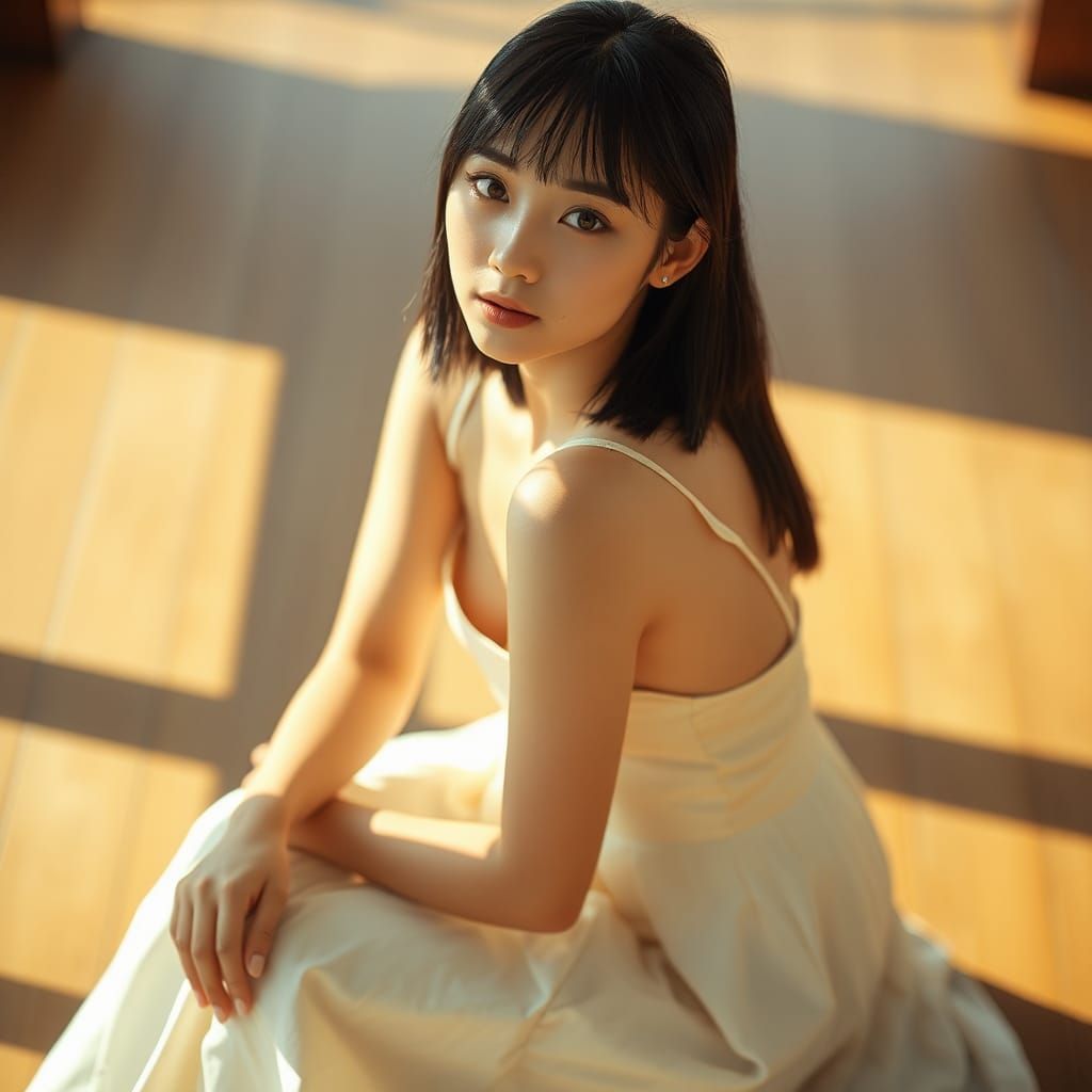 Candid Portrait of a Young Woman in Sunny Analog Style