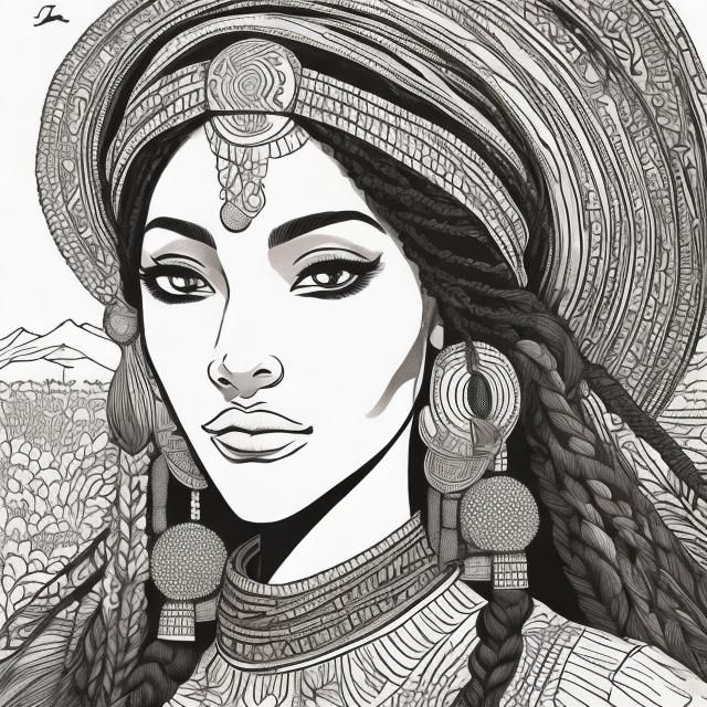 African Princess in Savannah: Storybook Illustration