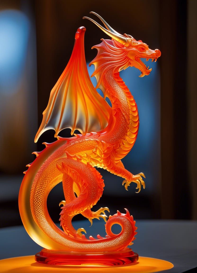 Exquisite Glass Dragon Statuette Inspired by Lalique