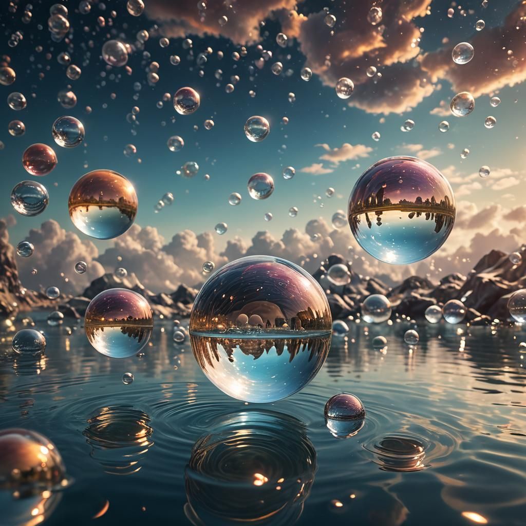 Magical Worlds Reflected in Floating Crystal Balls