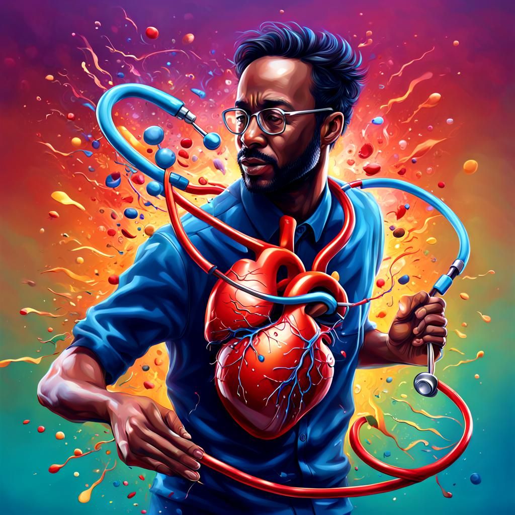 Dancing Stethoscope Reveals Heartbeat in Splash Art