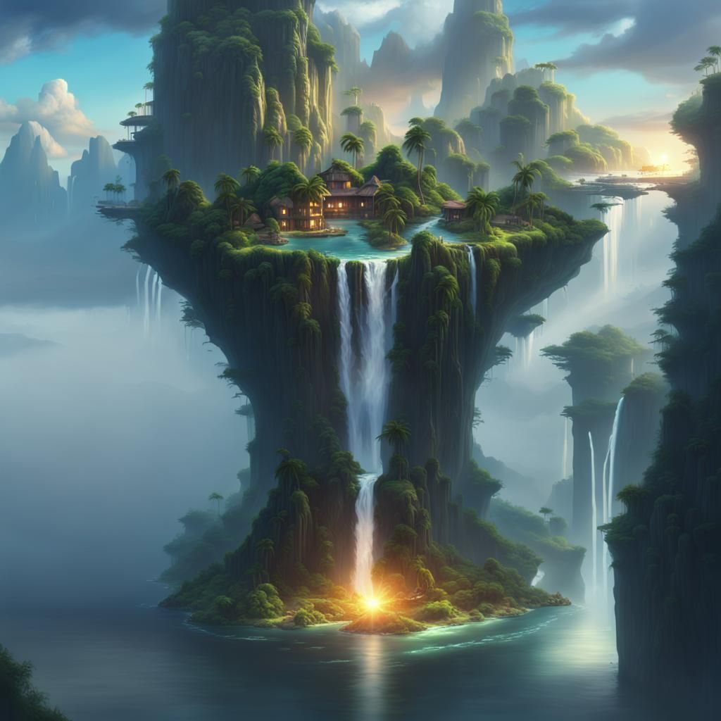 Sunset Over Floating Island Beach Paradise