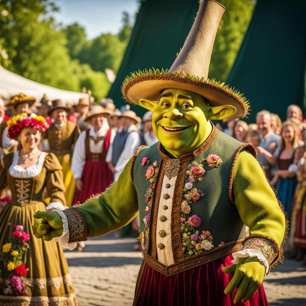 Shrek Celebrates Folk Festival as 3D Digital Art