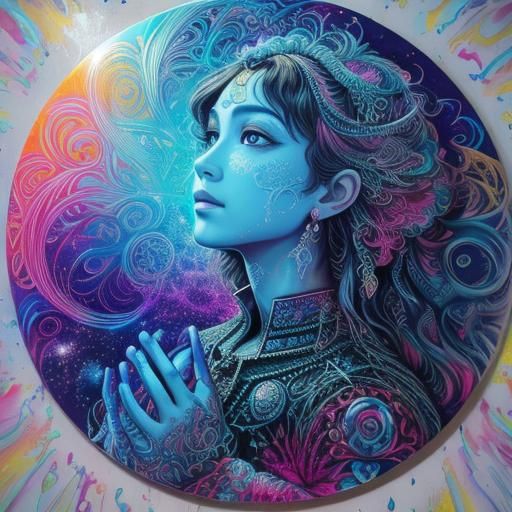 Praying Hands: Abstract Cosmic Graffiti Art