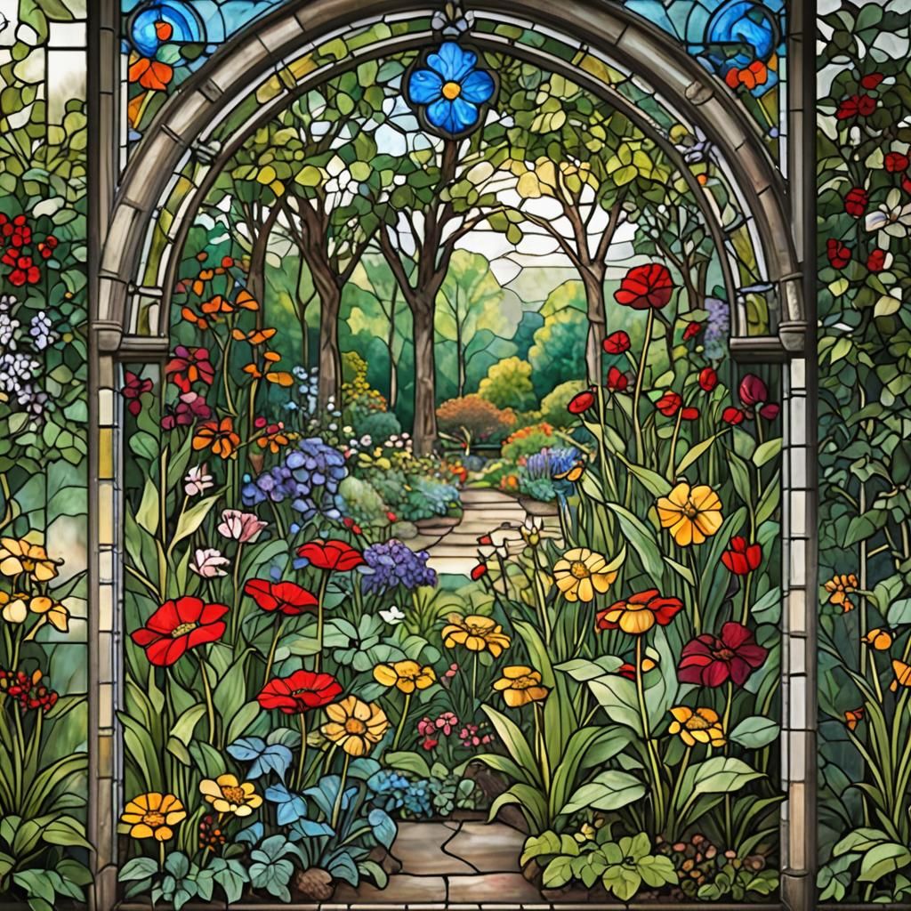 Stained Glass Garden Window Art