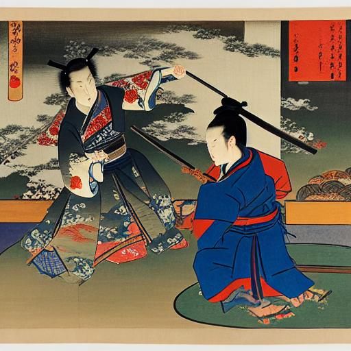 Samurai Drinking Sencha in Ukiyo-e Style